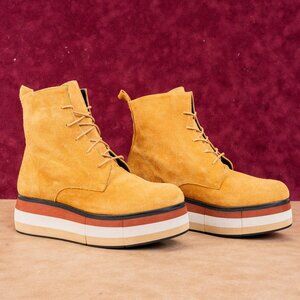 Paloma Barcelo Women Lionetta Boots Brown Suede Platform Size 6.5 EUR37